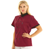 Mens Womens Chef Jacket Coat Short Sleeves Blouse Tops Summer Restaurant Hotel Work Uniform