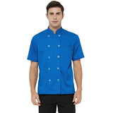 Short Sleeve Chef Coat Jacket Lightweight Button Chef Uniform