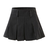 Sexy high waist striped pleated skirt woman slim fit kawaii short mini skirt